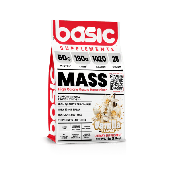 Built for Real Weight Gain Basic Mass delivers high calories in every serving to help you push past plateaus and add serious size. It is made for lifters who need more fuel to grow. Powered by a Quality Carb Complex